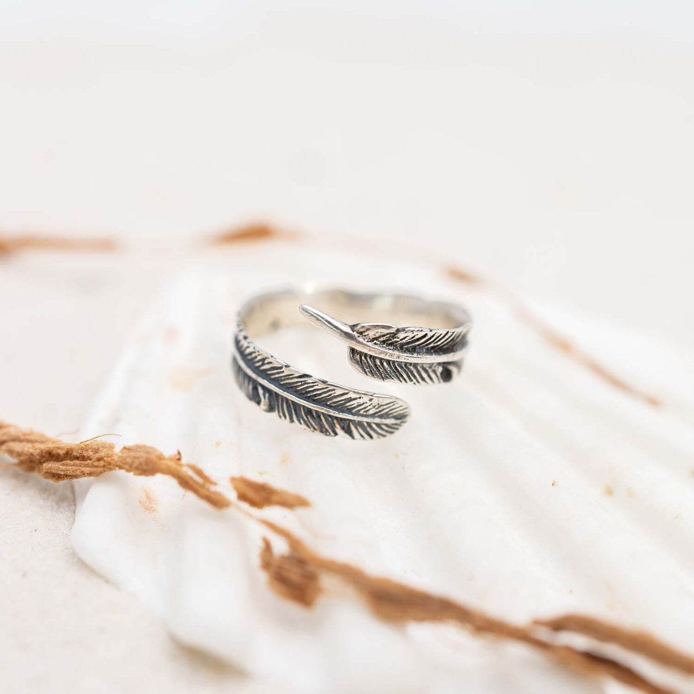 Elegant Feather Design of The Goddess Wrap Ring