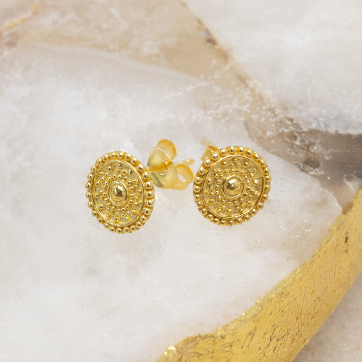 Golden Mermaid Mandala Studs - Large