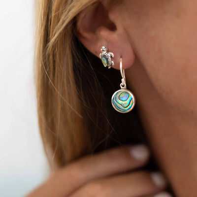 Iris Drops Colourful Radiance of Paua Shell in Sterling Silver