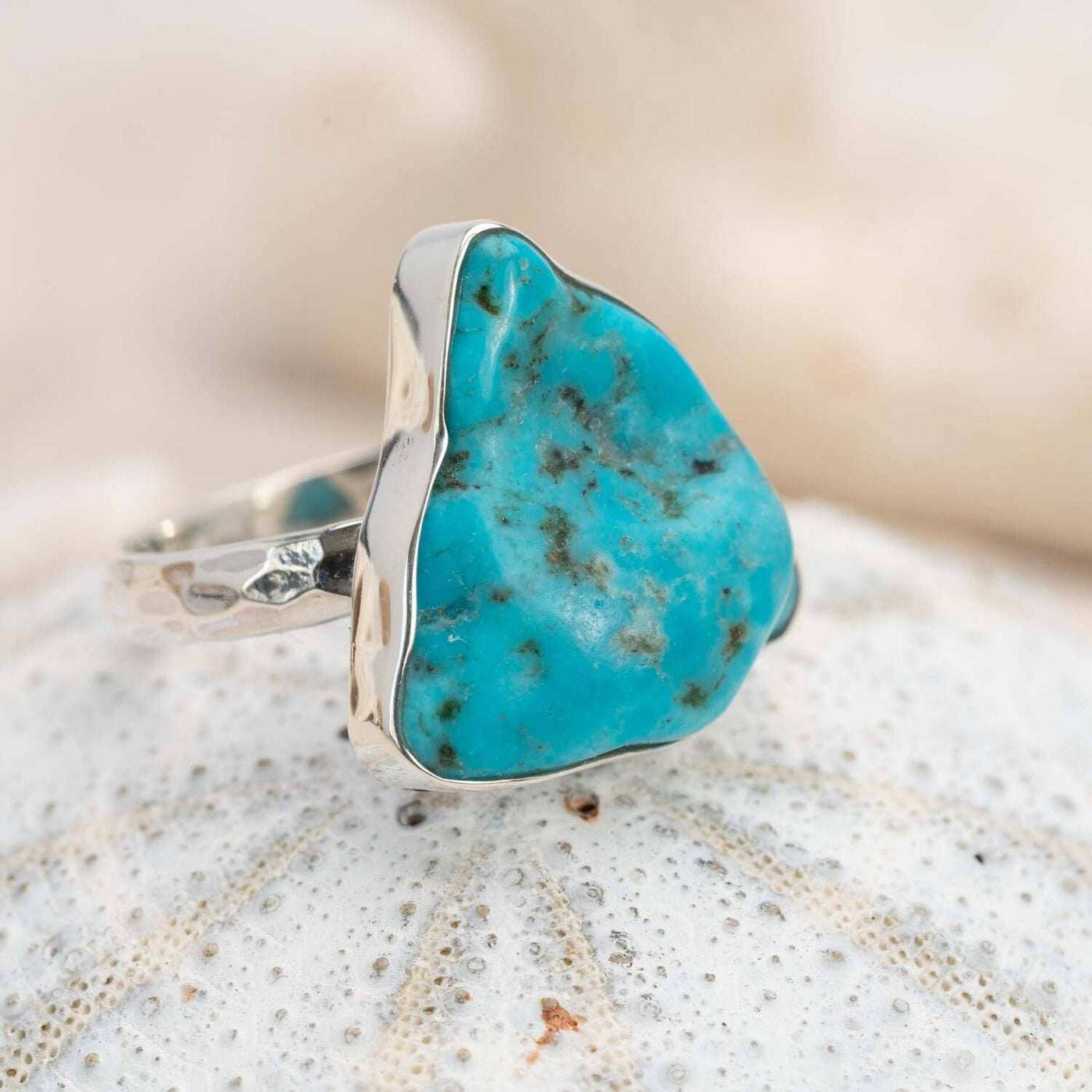 Sterling Silver Raw Turquoise Blue Ring Style 20