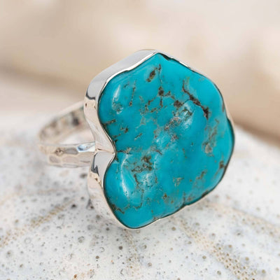 Sterling Silver Raw Turquoise Blue Ring Style 24