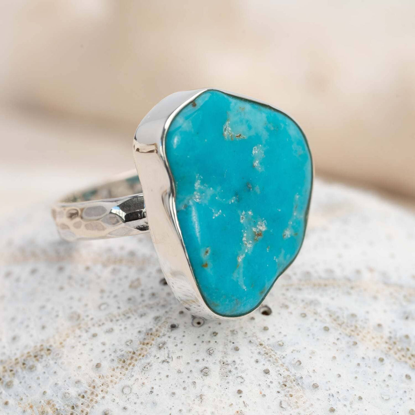 Sterling Silver Raw Turquoise Blue Ring Style 31