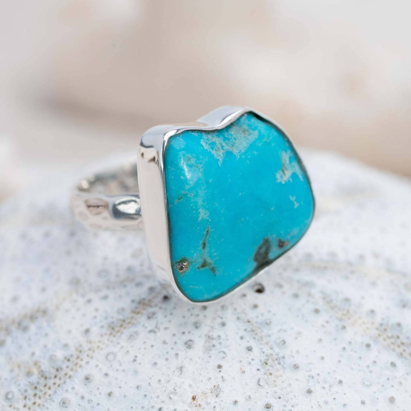 Sterling Silver Raw Turquoise Blue Ring Style 34