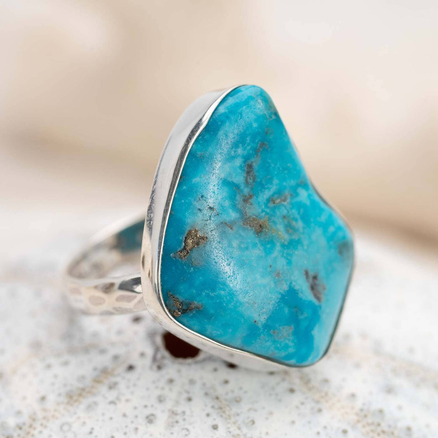 Sterling Silver Raw Turquoise Blue Ring Style 43