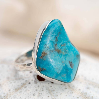 Sterling Silver Raw Turquoise Blue Ring Style 43