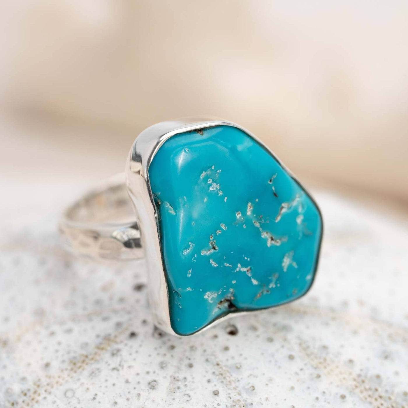 Sterling Silver Raw Turquoise Blue Ring Style 44
