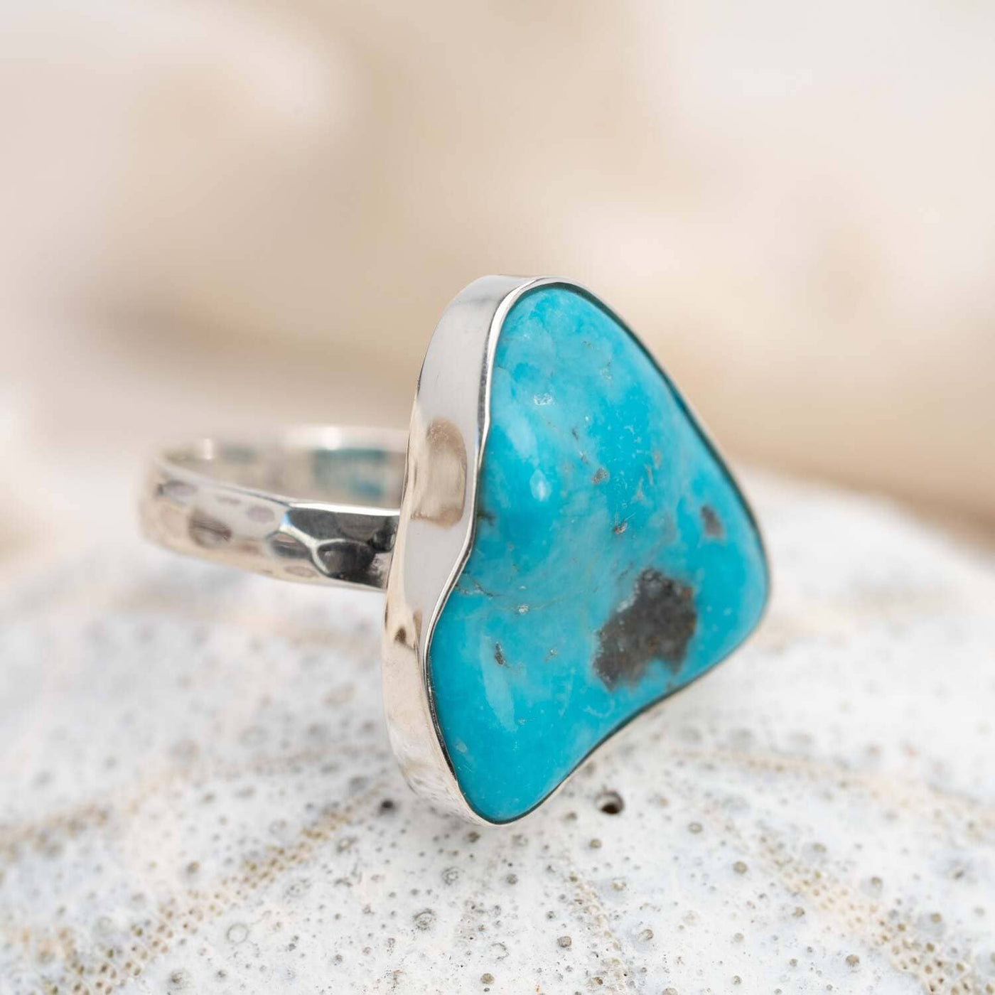 Sterling Silver Raw Turquoise Blue Ring Style 46