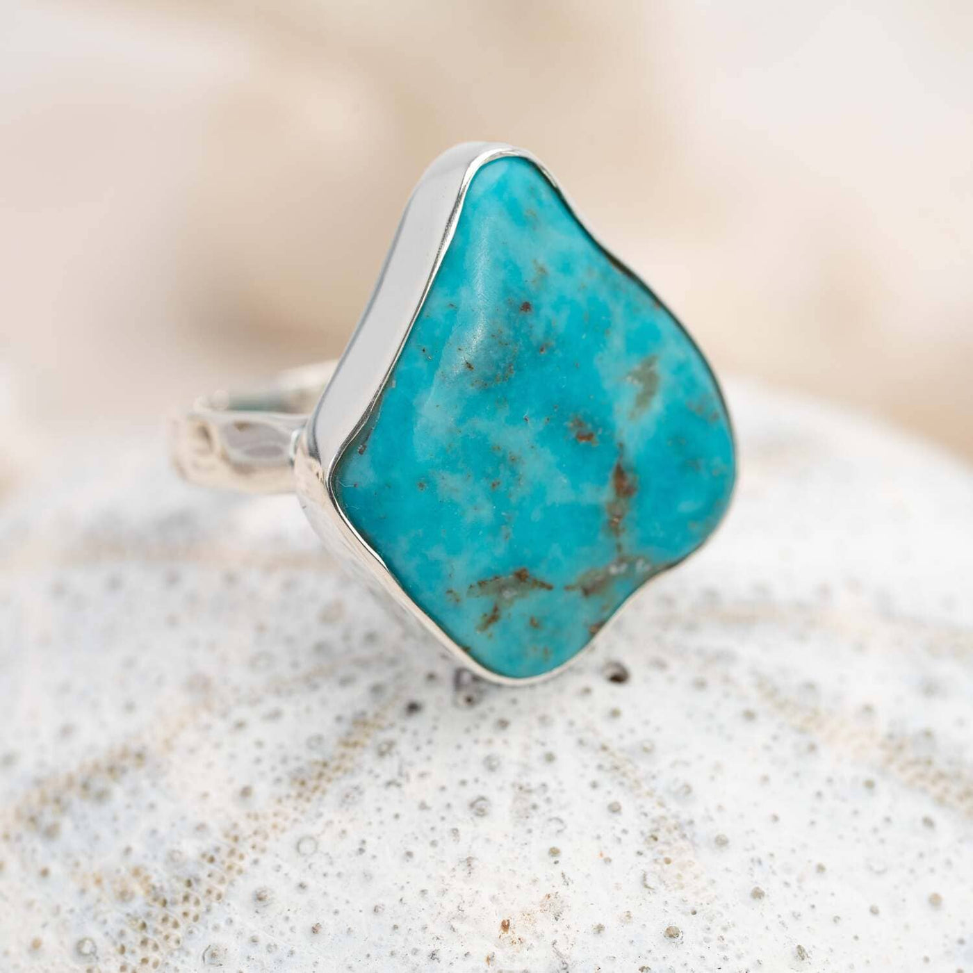 Sterling Silver Raw Turquoise Blue Ring Style 55