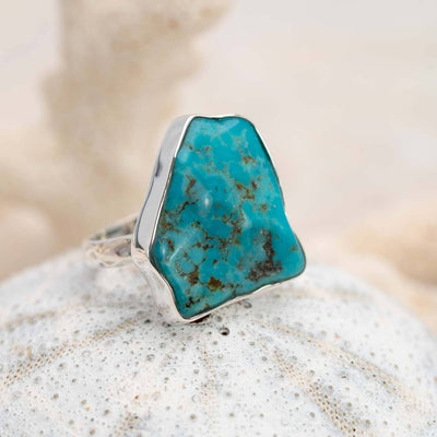 Sterling Silver Raw Turquoise Blue Ring Style 65