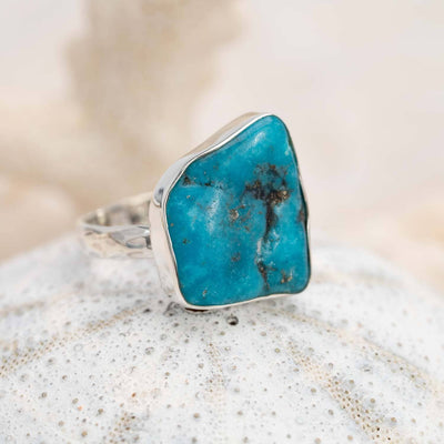 Sterling Silver Raw Turquoise Blue Ring Style 66