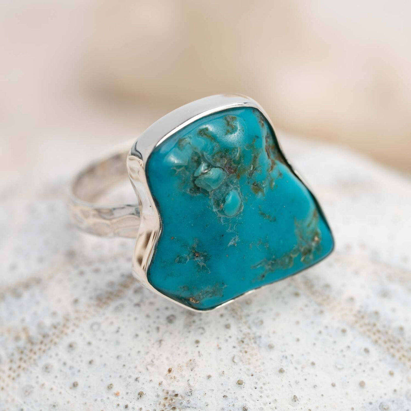 Sterling Silver Raw Turquoise Blue Ring Style 70