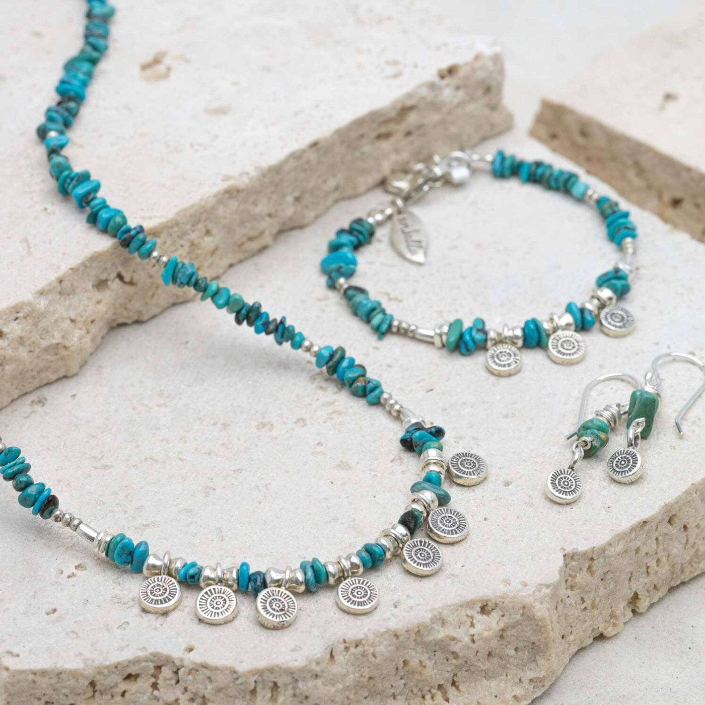 Turquoise Sun Bracelet With Matching Earrings and Necklace