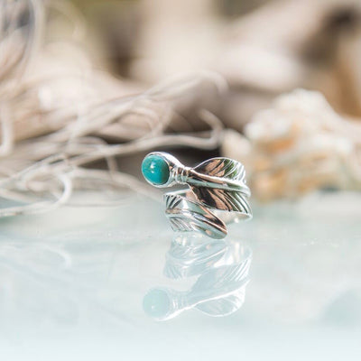 Turquoise Feather Wrap Ring