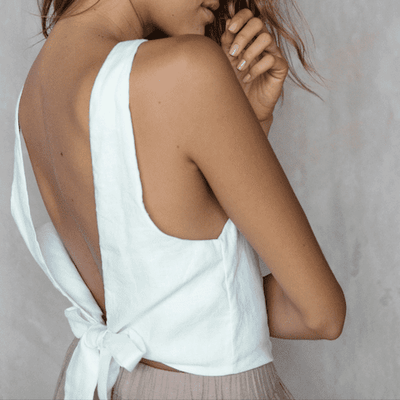 White Penny Top Tied Around the Back